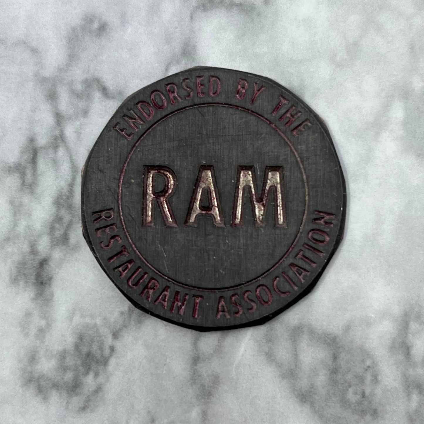 Vintage Print Plate Endorsed By The RAM Restaurant Association SA2