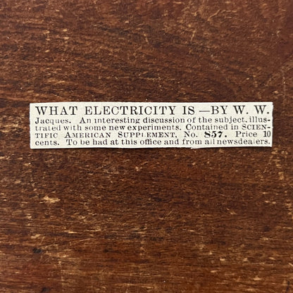What Electricity Is W.W. Jacques Original Advertisement AD8-P28