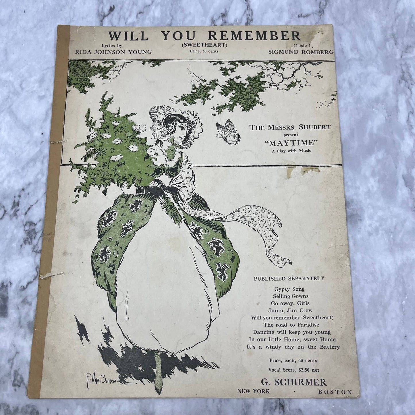 Will You Remember Sweetheart Maytime Sheet Music Shubert Young Romberg 1917 TH1