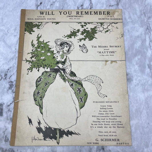 Will You Remember Sweetheart Maytime Sheet Music Shubert Young Romberg 1917 V42-2
