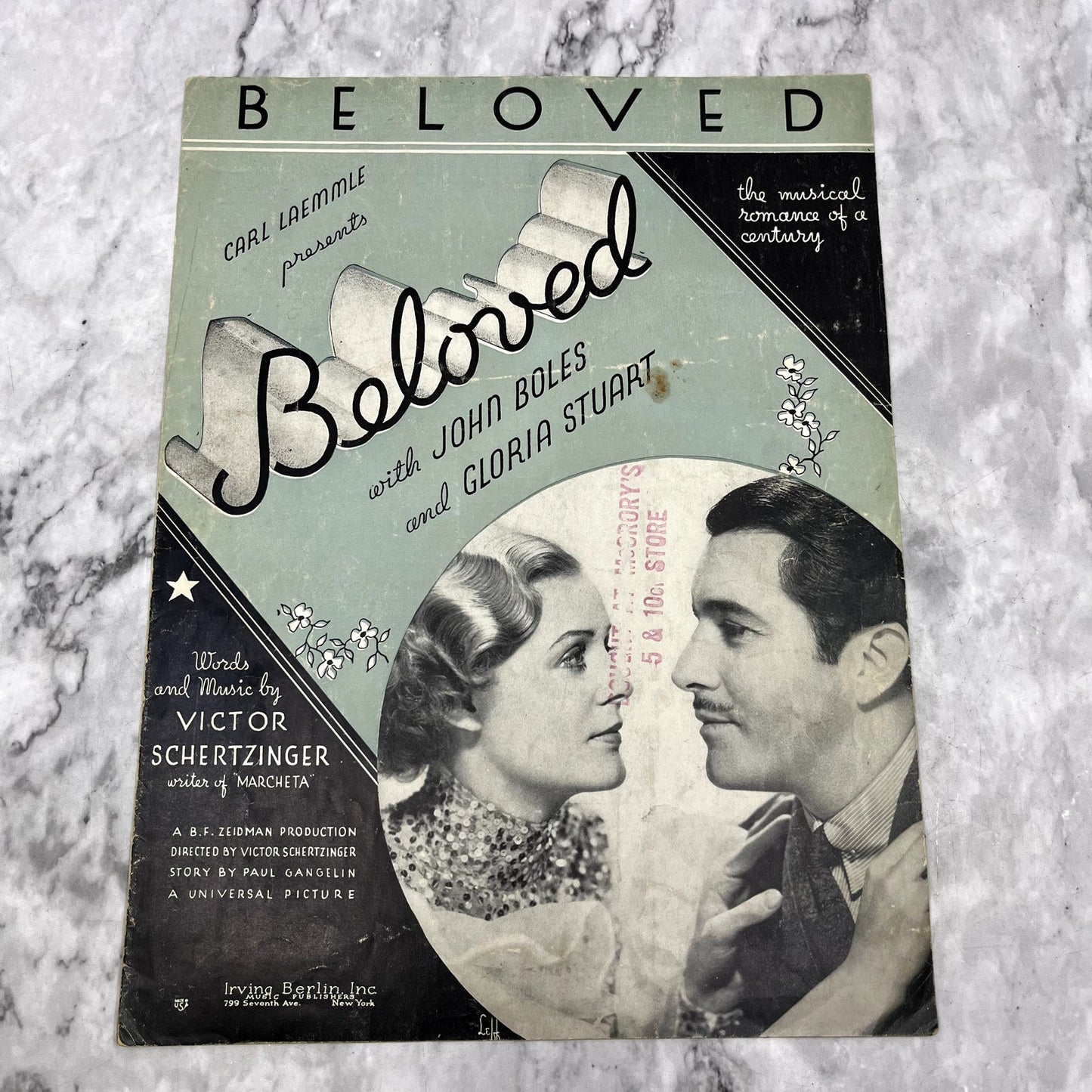 Beloved Victor Schertzinger Irving Berlin 1934 Sheet Music V42-1