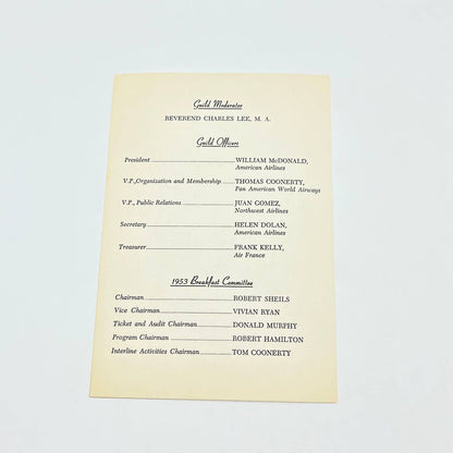 1953 Pan American Airway St. Theresa's Communion Breakfast Menu & Program AB7