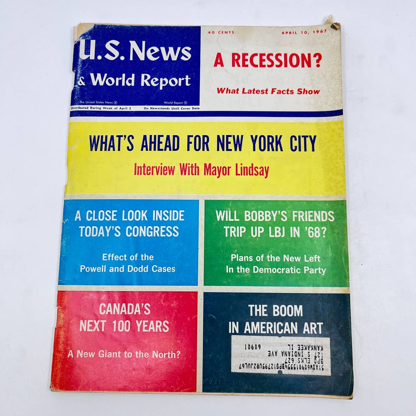 1967 April 10 US News & World Report Magazine Recession NYC Mayor Lindsay TE8