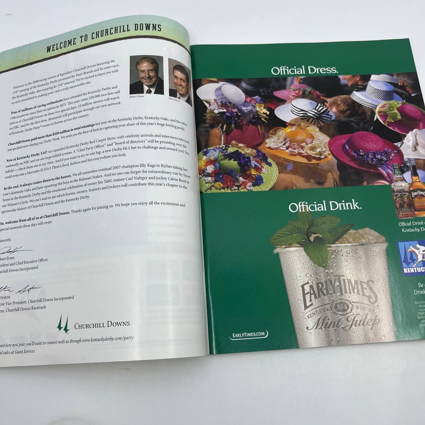 Kentucky Derby Official Program 134th Saturday May 3, 2008 Churchill Downs TH7-2