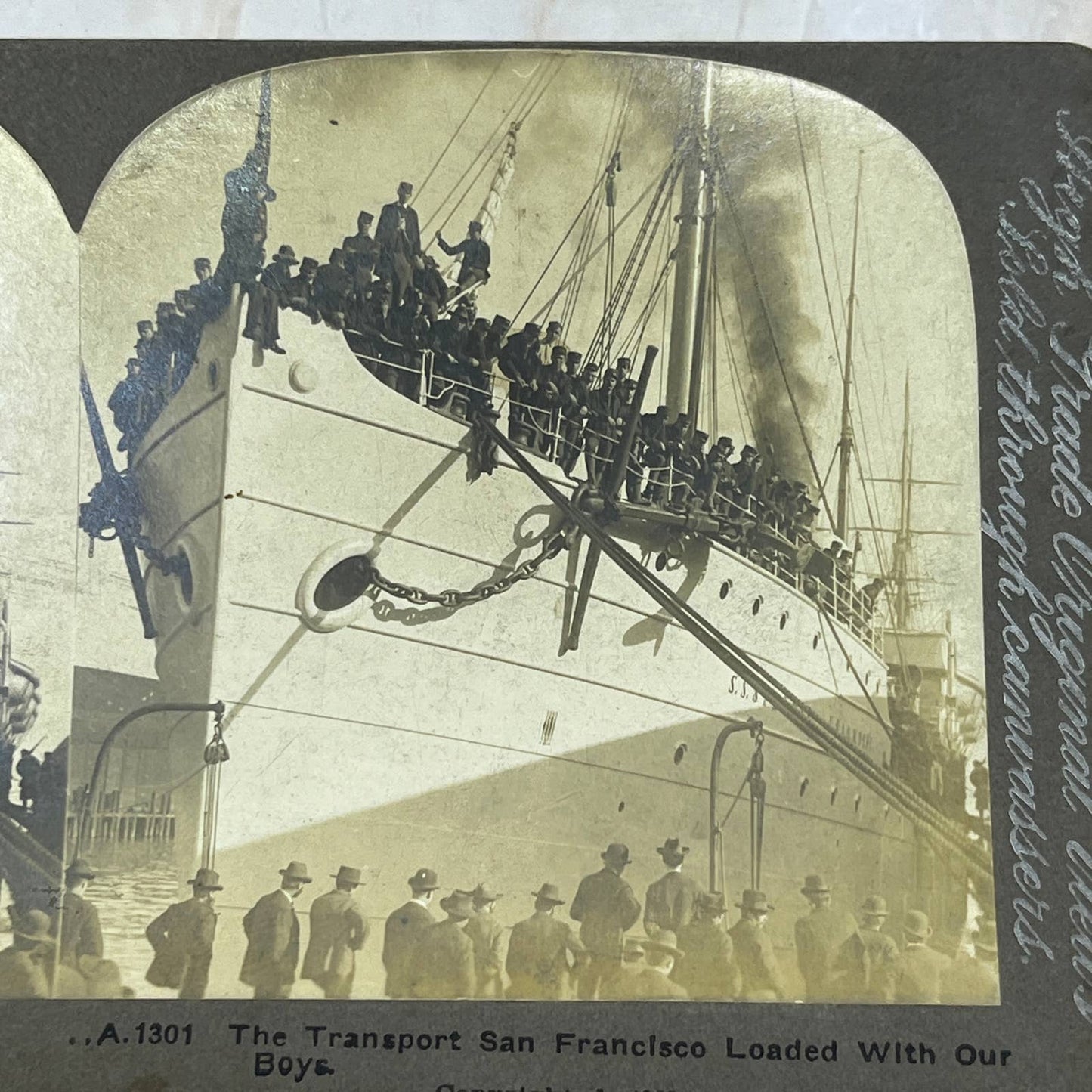 The Transport San Francisco Spanish American War Antique Stereoview Card TJ1-C1