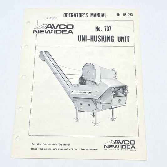 Original 1980 New Idea 737 Uni-Husking Unit US-213 Operator's Manual TB9