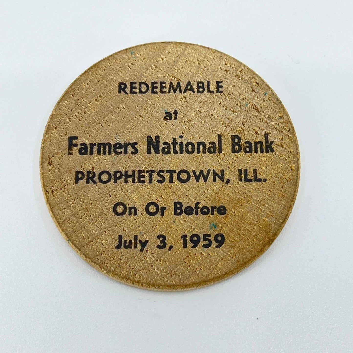 1959 Prophetstown Illinois Farmers National Bank Wooden Nickel SD2