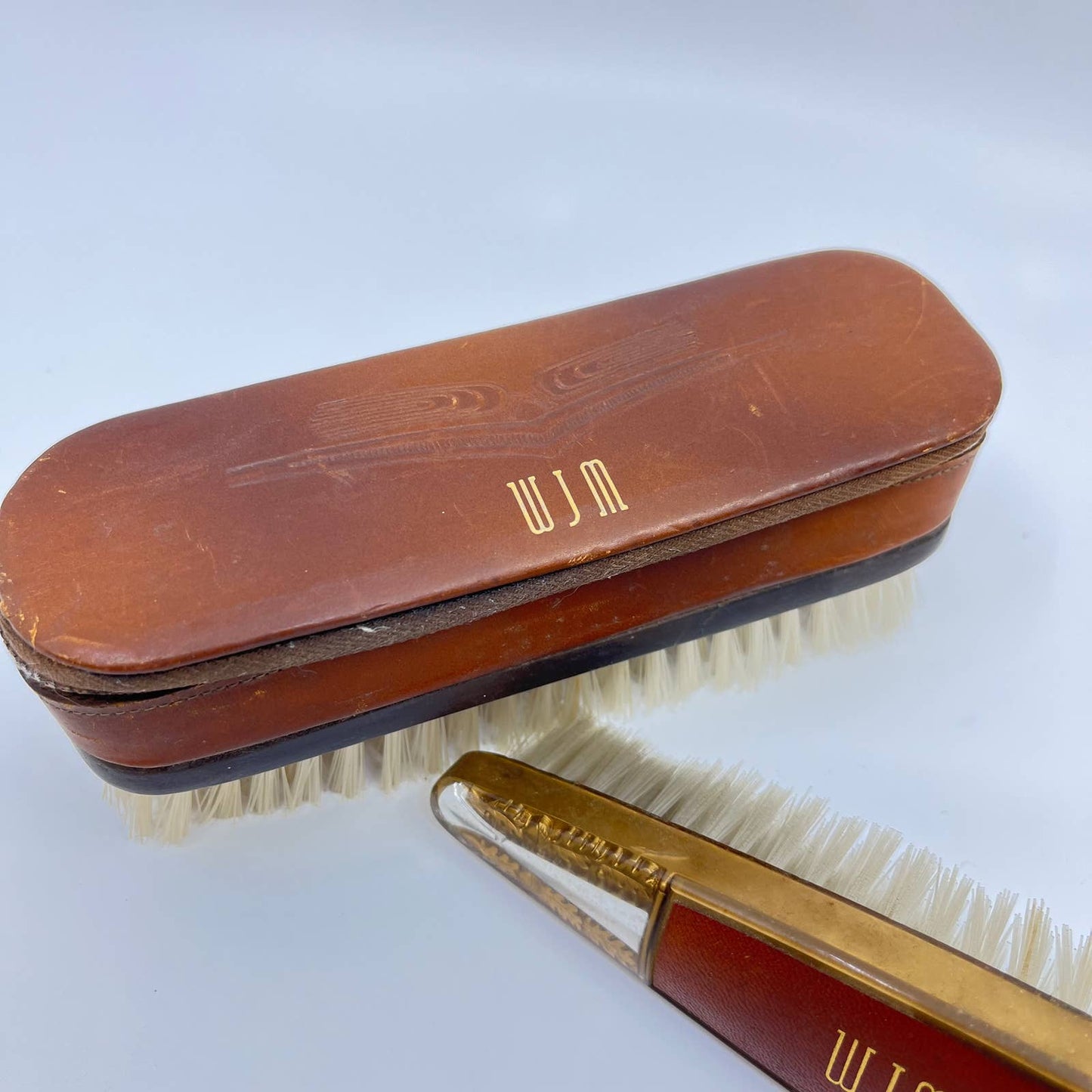 Vintage Men’s Shoe Brushes Monogrammed “WJM” TF3