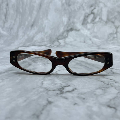 1967 Cat Eye Woman’s Eyeglasses Monogrammed Brown Tortoise Shell 5” TA9