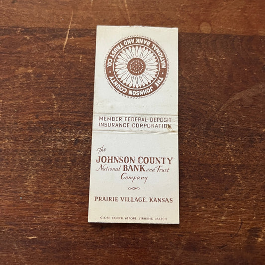 Johnson County Bank Prairie Village KS Advertising Matchbook Cover MM11-4