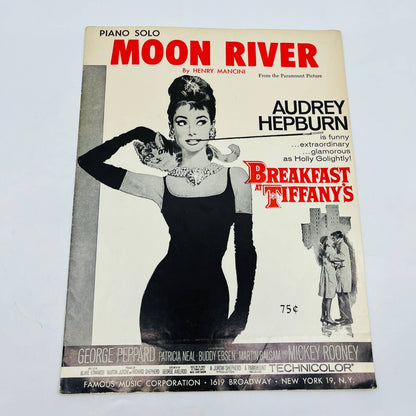 1941 Moon River Breakfast at Tiffany’s Audrey Hepburn Mancini Sheet Music TD6