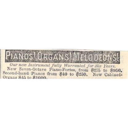 C.M. Tremaine & Bro Pianos & Organs NY - Ad 1878 Original TJ7-L2-4