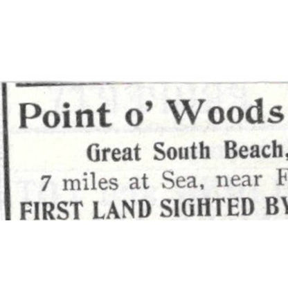 Point O' Woods Association Long Island George D. Gerard 1903 Original Ad TJ8-7-6