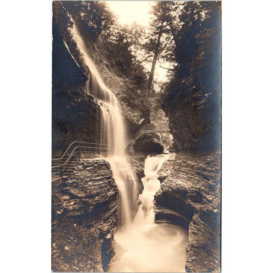 Watkins Glen, NY Waterfall RPPC Original Postcard P2-7