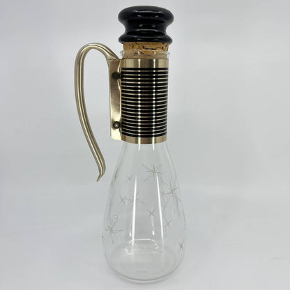 Vintage Pyrex Atomic Starburst Glass Decanter/Carafe With Metal Handle TD8