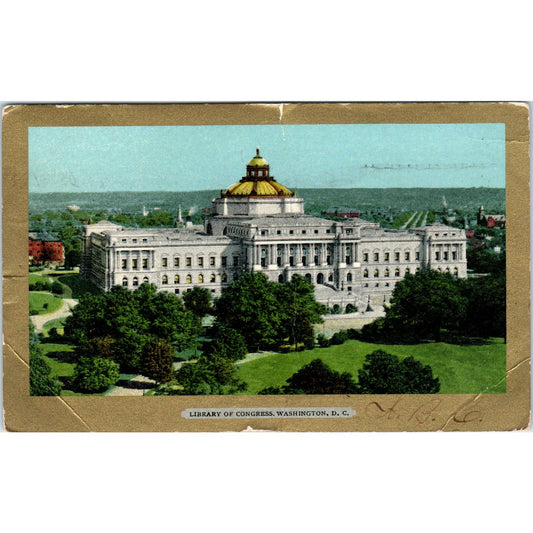 Library of Congress Gilt 1906 Washington D.C. Original Postcard TK1-P2
