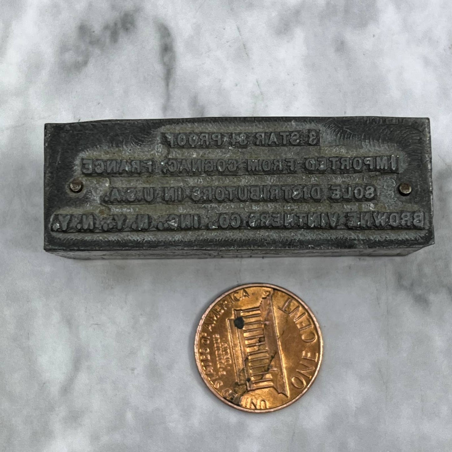 Vintage Printing Letterpress Printers Block Plate Browne Vintners Co NY TJ517