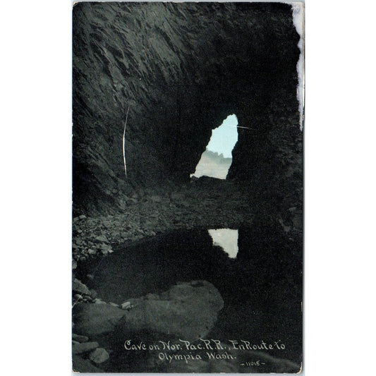 Vtg Postcard Cave on Northern Pacific RR on Route to Olympia Washington TD9-W2