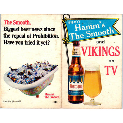 Minnesota Vikings 1968 TV Schedule Brought to you on TV by Hamms TK1-P3