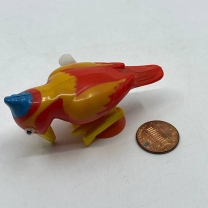 1970s Tomy Pocket Pets Wind Up Suction Cup Woodpecker Red Yellow WORKS TH7