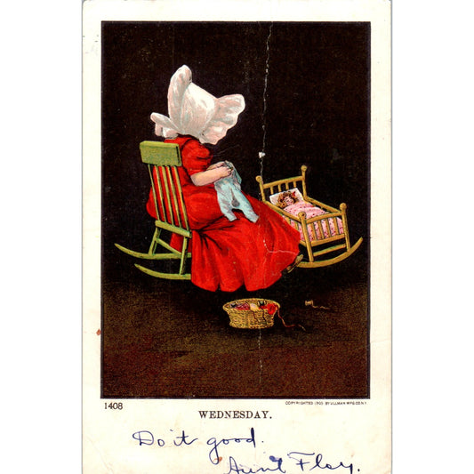 Sunbonnet Girl Days of the Week Ullman Wednesday 1907 Original Postcard P1-12