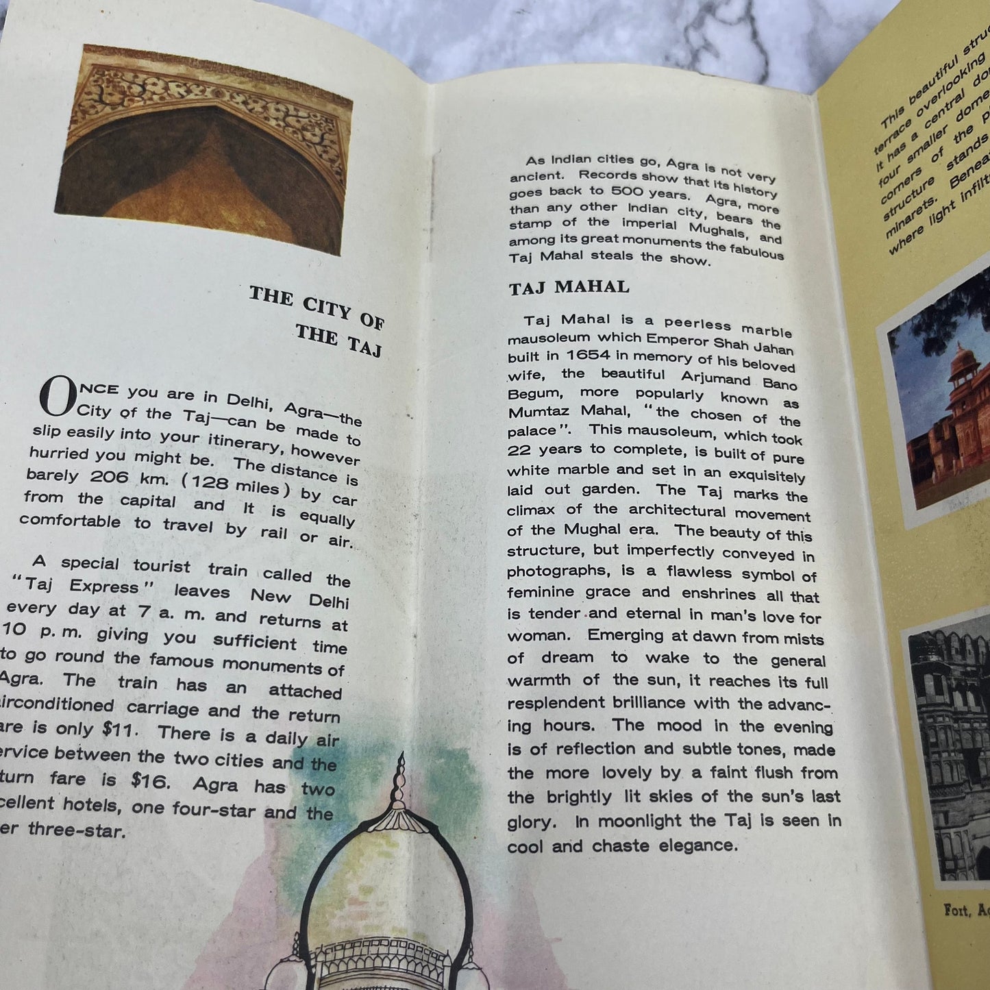 1965 India City of the Taj Travel Brochure Hotels Map Fold Out Booklet L1-4