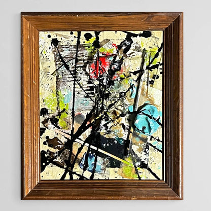 Original Framed Abstract Art Found Object Assemblage Collage 12x14.5” With COA