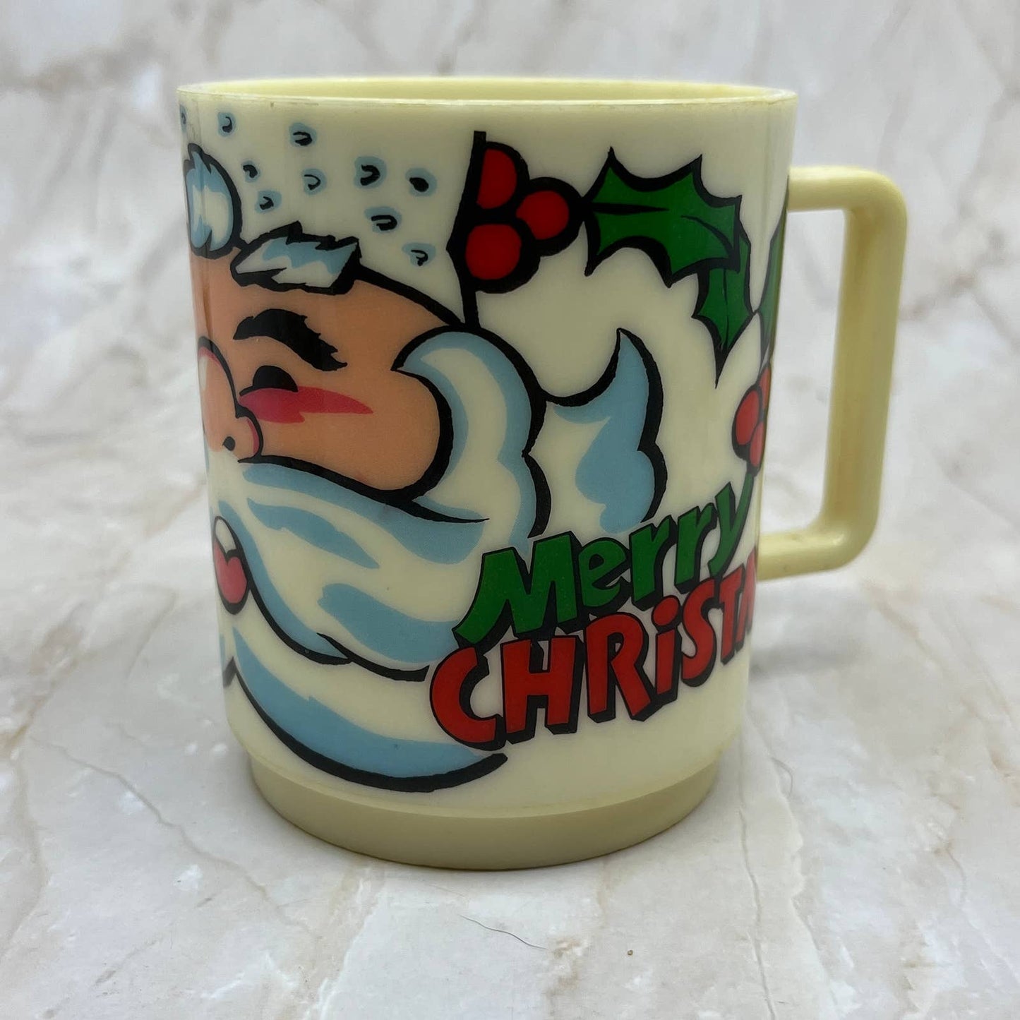 Vtg Deka Elizabeth NJ Santa Claus  Plastic Cup Mugs Merry Christmas TJ1