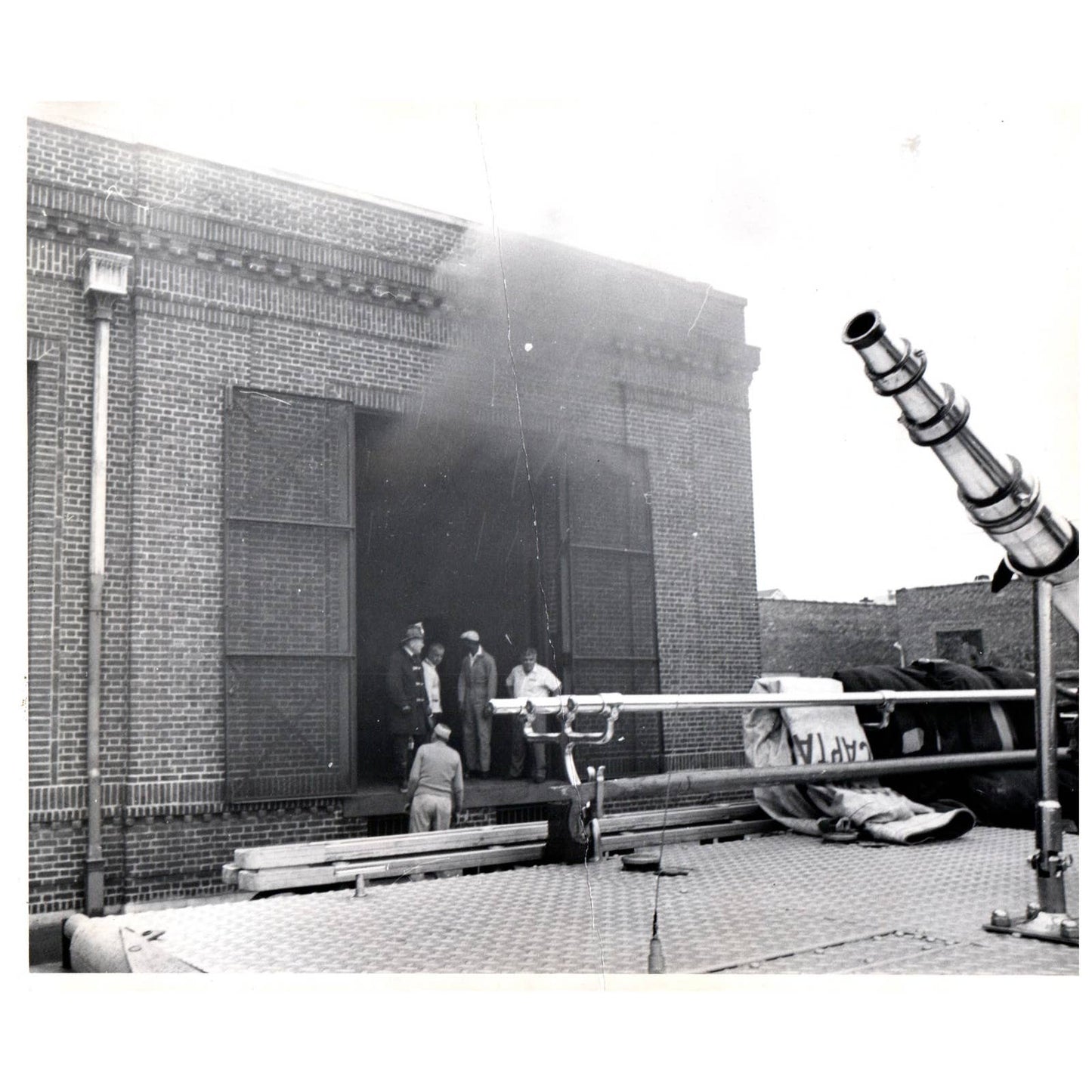 c1960 Original Press Photo Firefighters in Front of Burned Out Building AE1