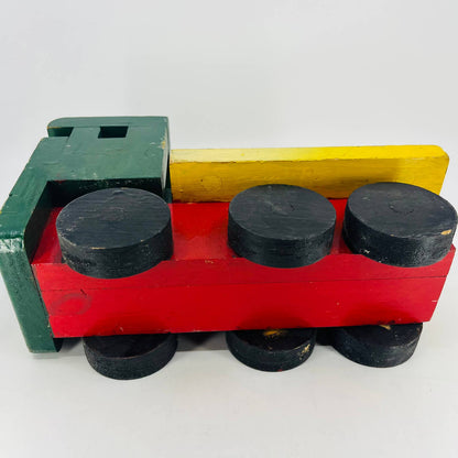 1960s Large Handmade Wooden Toy Semi Truck Tractor Trailer 11x7” TD9