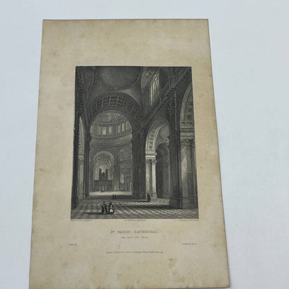 1836 Original Art Engraving St. Paul's Cathedral View of the Nave and Choir AC6