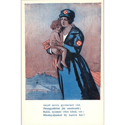 WWII Hungarian Red Cross - Original Postcard TJ9-P1