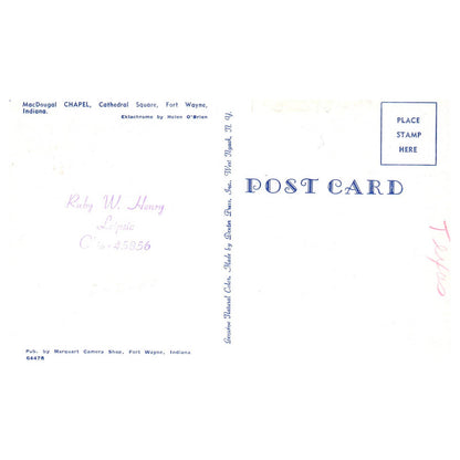 Vintage Postcard - MacDougal Chapel Cathedral Square Fort Wayne Indiana TJ7-1