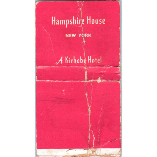 Hampshire House New York Kirkeby Hotel Advertising Matchbook Cover MM9-4