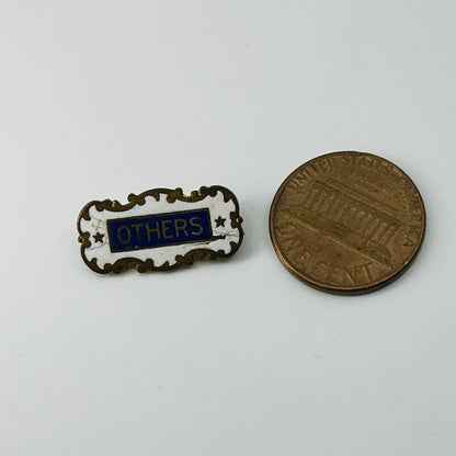 Antique Brass OTHERS Pin Enamel Pinback Lapel Hat SB3