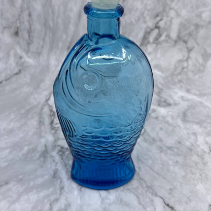 Dr Fisch's Bitters Aqua Large & Small Blue Bottle Decanter 7.5” & 3” Taiwan TD1