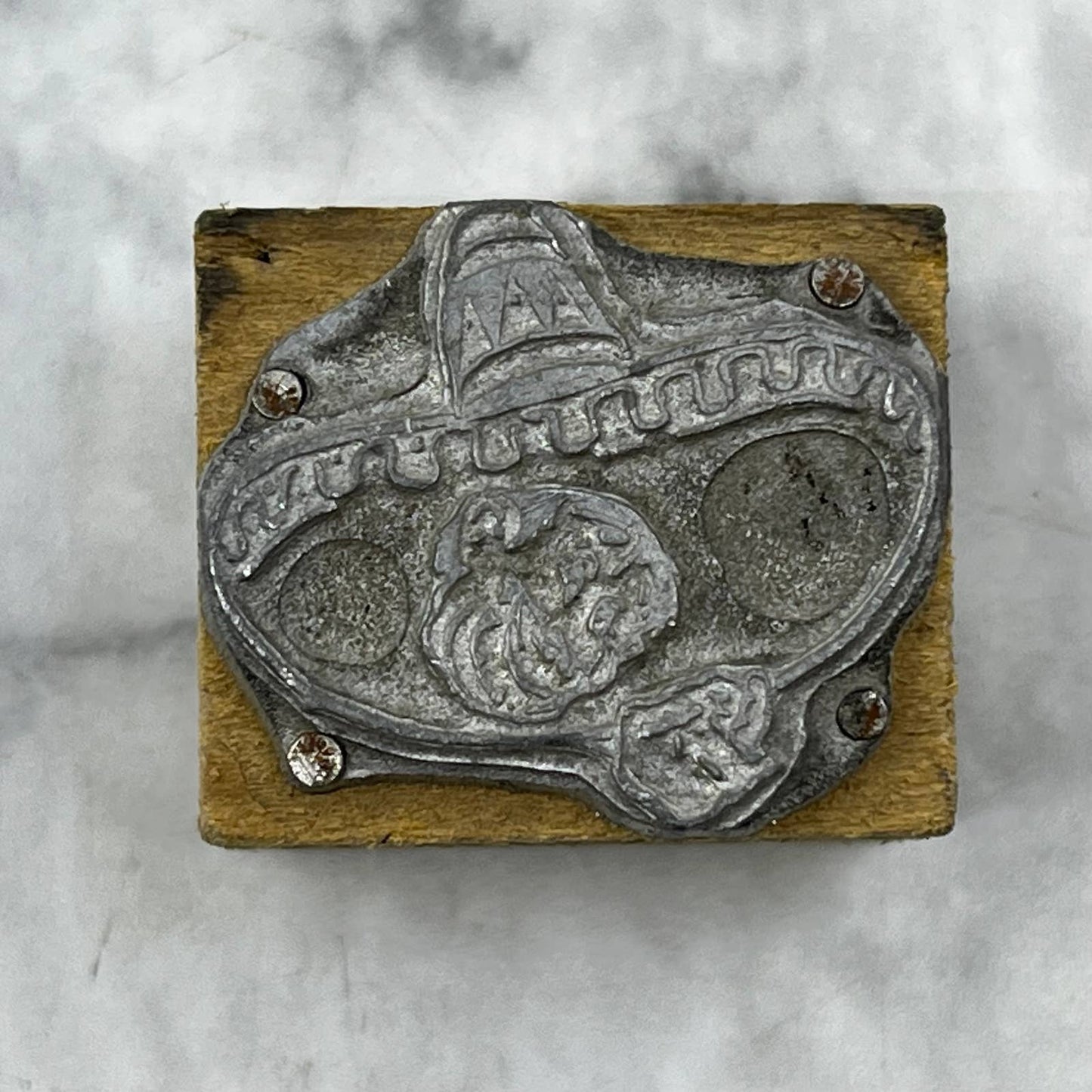 Vintage Printing Letterpress Printers Block Plate Sombrero TJ59