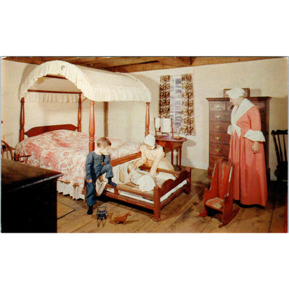 Richardson Salt-Box House Bedroom Old Sturbridge Village Original Postcard PB5
