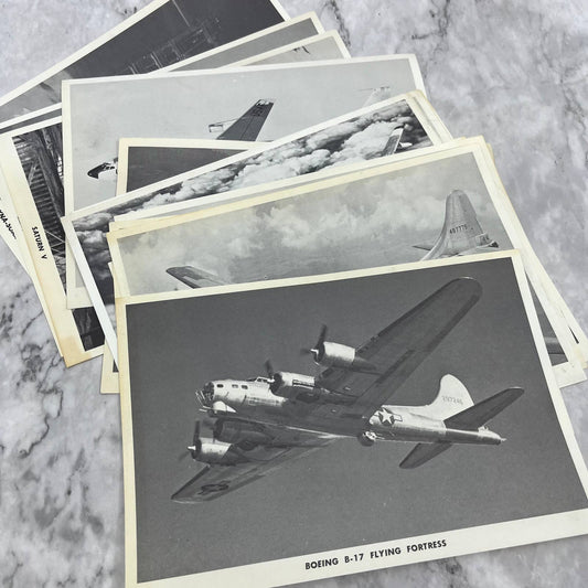 Mid Century Collection of 13 Boeing Aviation Aircraft Photo Data Sheets TK1