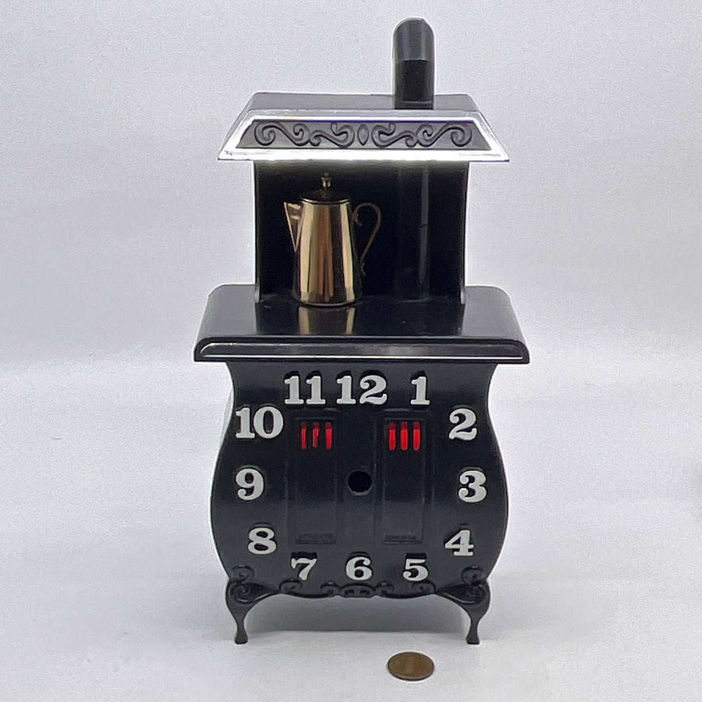 Vintage Spartus Black Pot Belly Stove Shaped Electric Plugin Clock FACE ONLY TH5