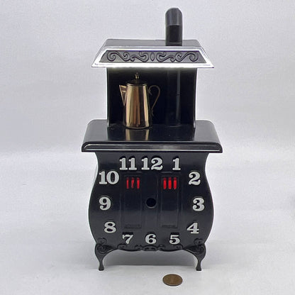 Vintage Spartus Black Pot Belly Stove Shaped Electric Plugin Clock FACE ONLY TH5