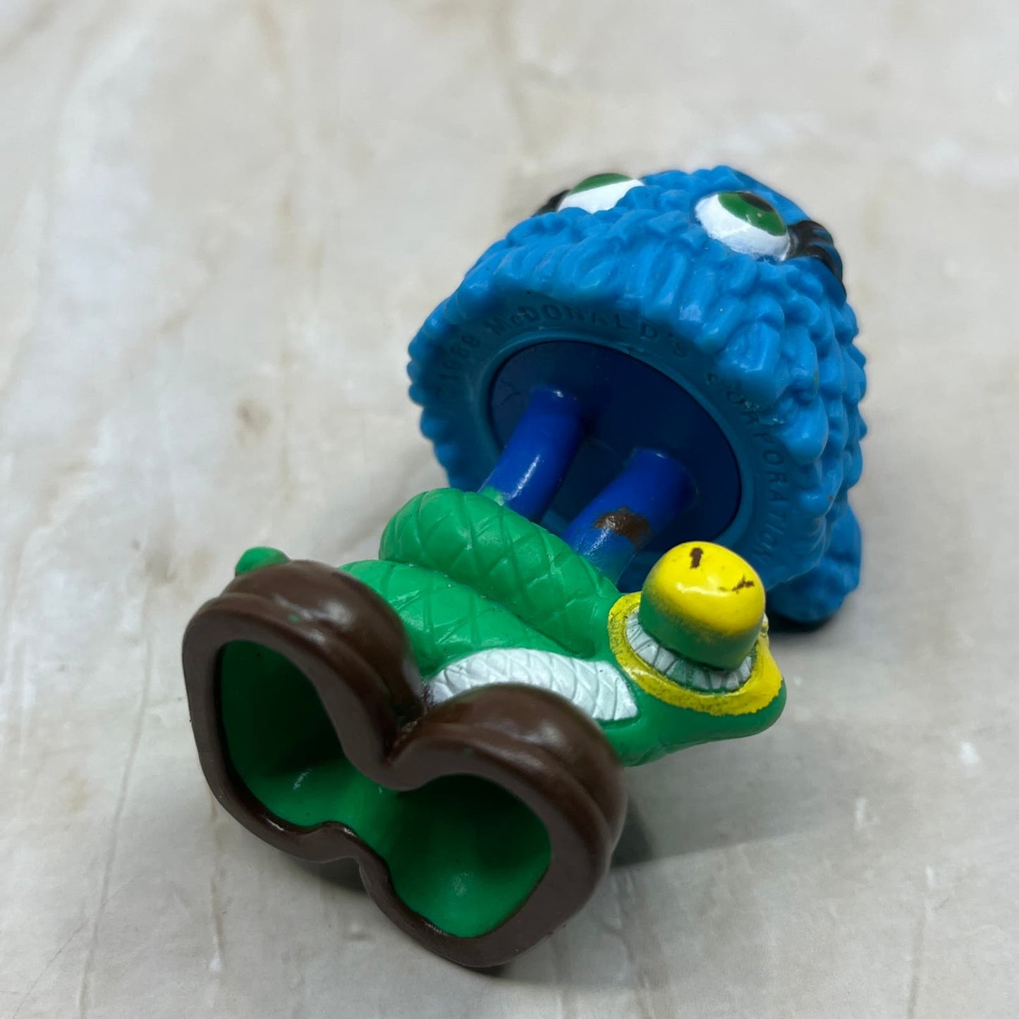 1989 McDonalds Funny Friends Fry Guys Kids Happy Meal Toys Blue Snake TE5-S2