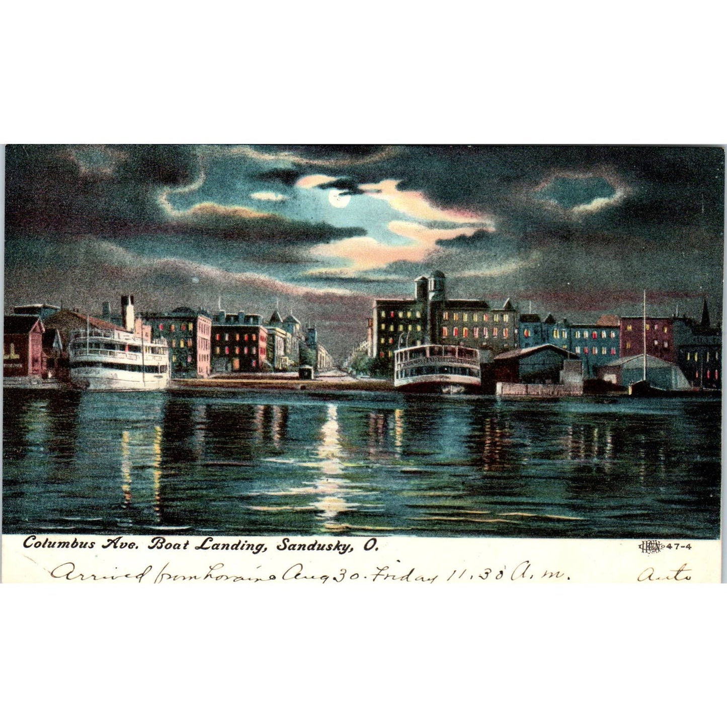 Vintage Postcard Columbus Ave Boat Landing Sandusky Ohio TD9