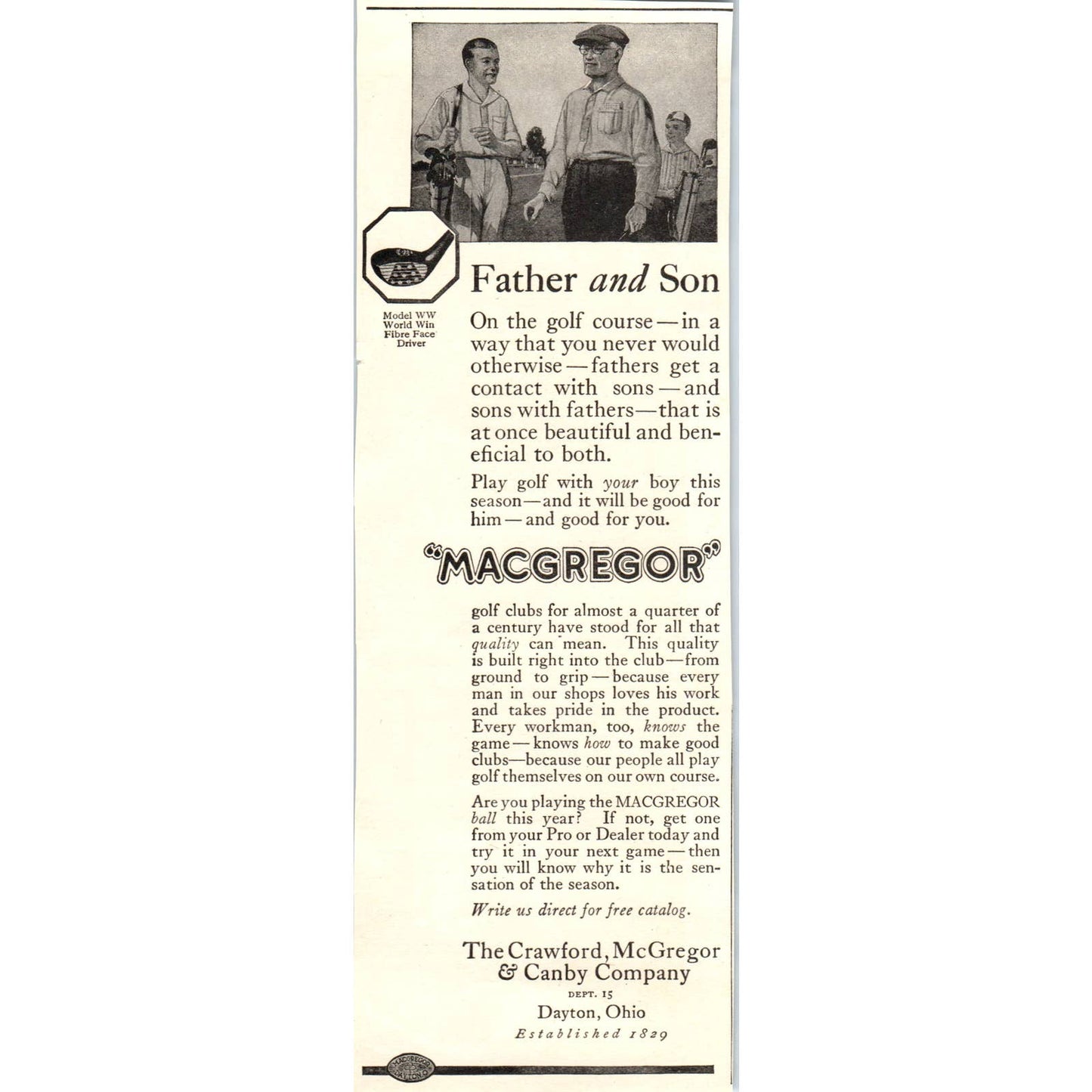 c1920 Harper's Ad - MacGregor Golf Clubs Crawford, McGregor & Canby Dayton EA3-4
