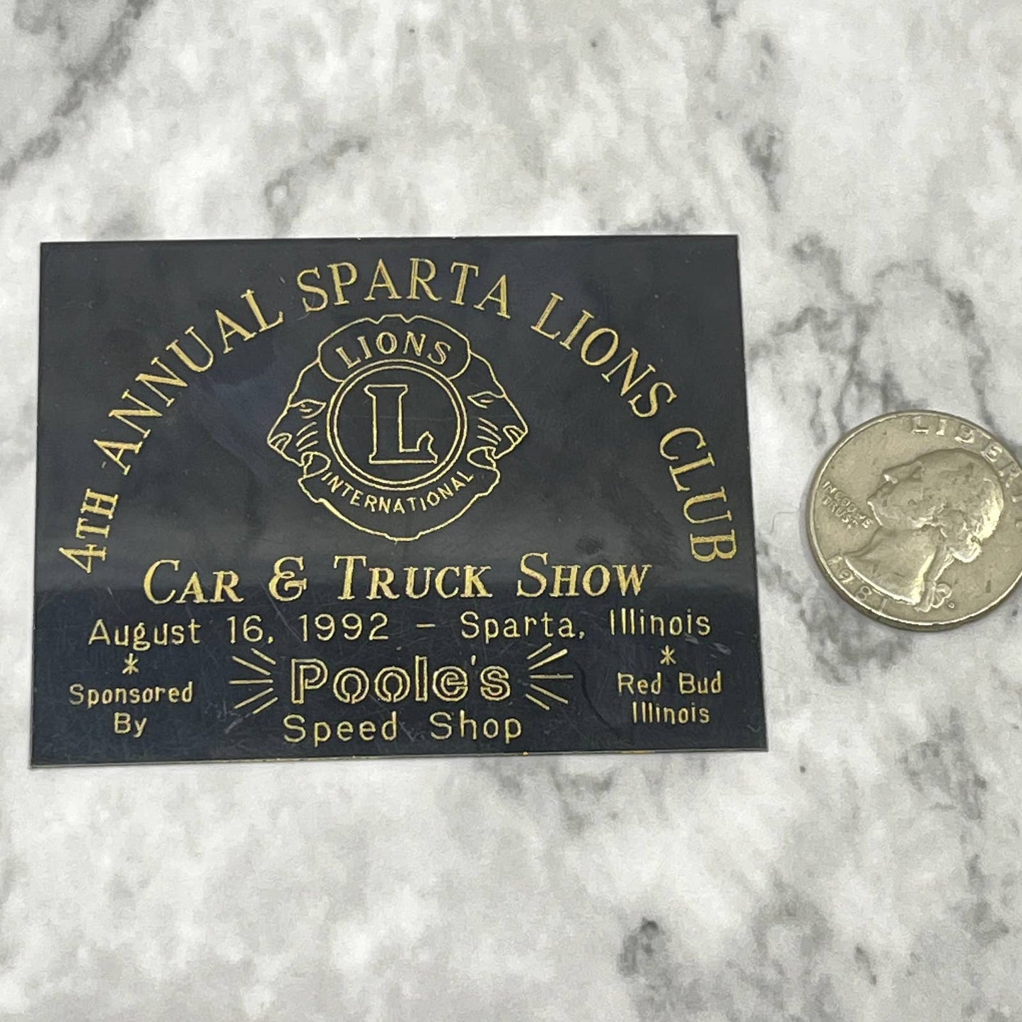 1992 Lions 4th Annual Car Show Placard Sparta Illinois SA2