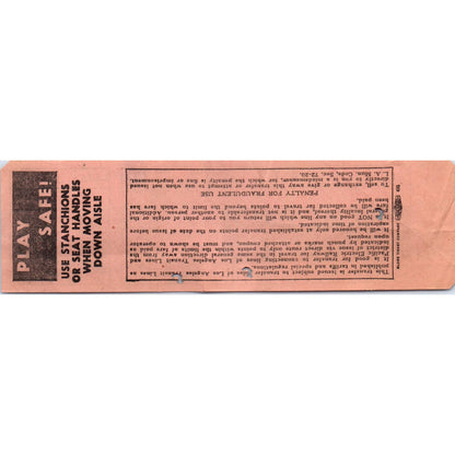 1951 L.A.T.L. Subway Hollywood Streetcar Transfer Ticket SE8
