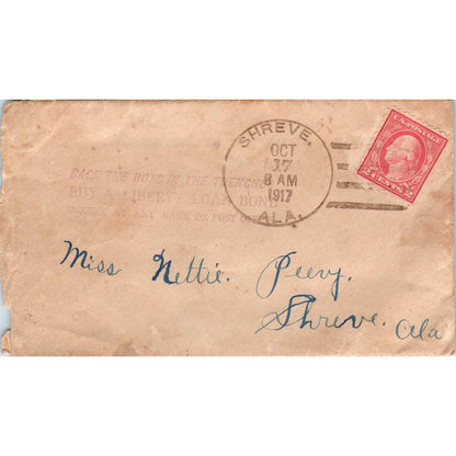 1917 Letter and Envelope Jim Smith McKenzie AL to Nettie Peevy Shreve AL AD6