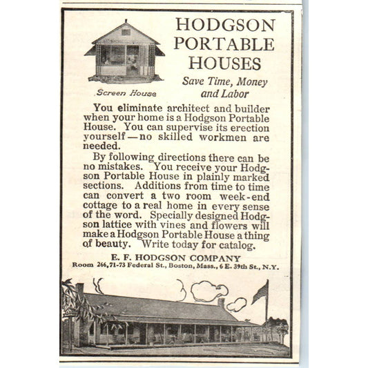 c1920 Harper's Magazine Ad - E.F. Hodgson Portable Houses Boston EA3-4