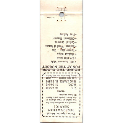 Sparks Nugget Casino Sparks Nevada Advertising Matchbook Cover MM9-9