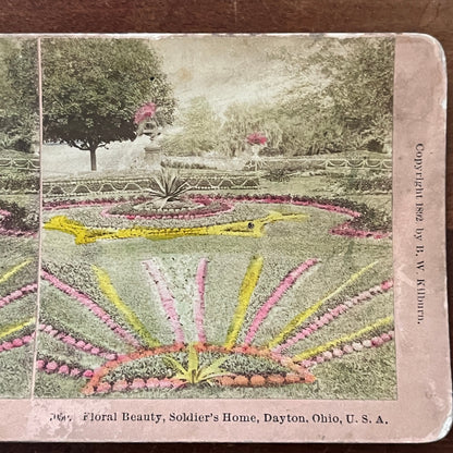 Floral Beauty Soldier's Home Dayton OH Tinted 1892 Antique Stereoview H2-6